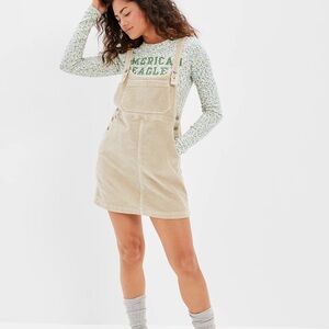 American Eagle Tan Corduroy Overall Mini Dress